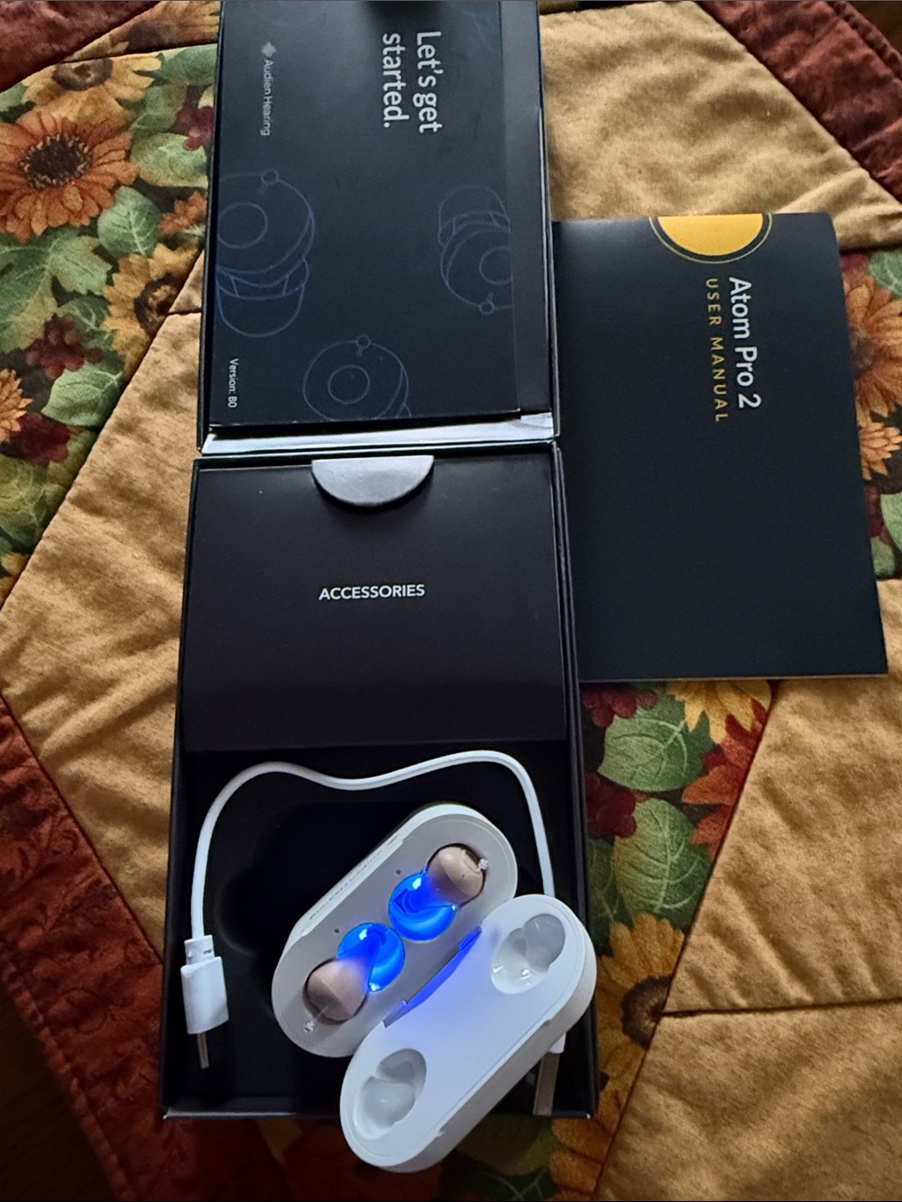 Audien Pro2 Hearing Aids White Wireless Earbuds with Charging Case